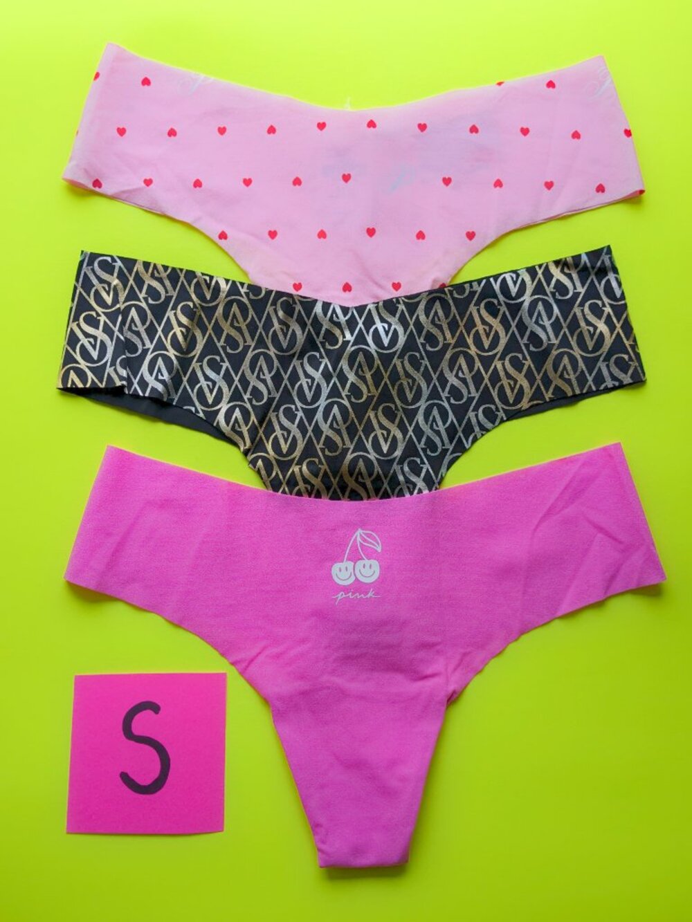 Victoria's Secret PINK Seamless Size S Thong Panty Bundle - 3 pairs